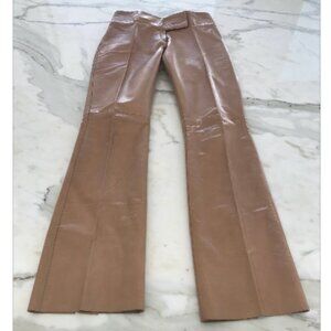 VAUNT BEIGE LEATHER BOOTCUT FLARE BACK SLIT PANTS SIZE US 4